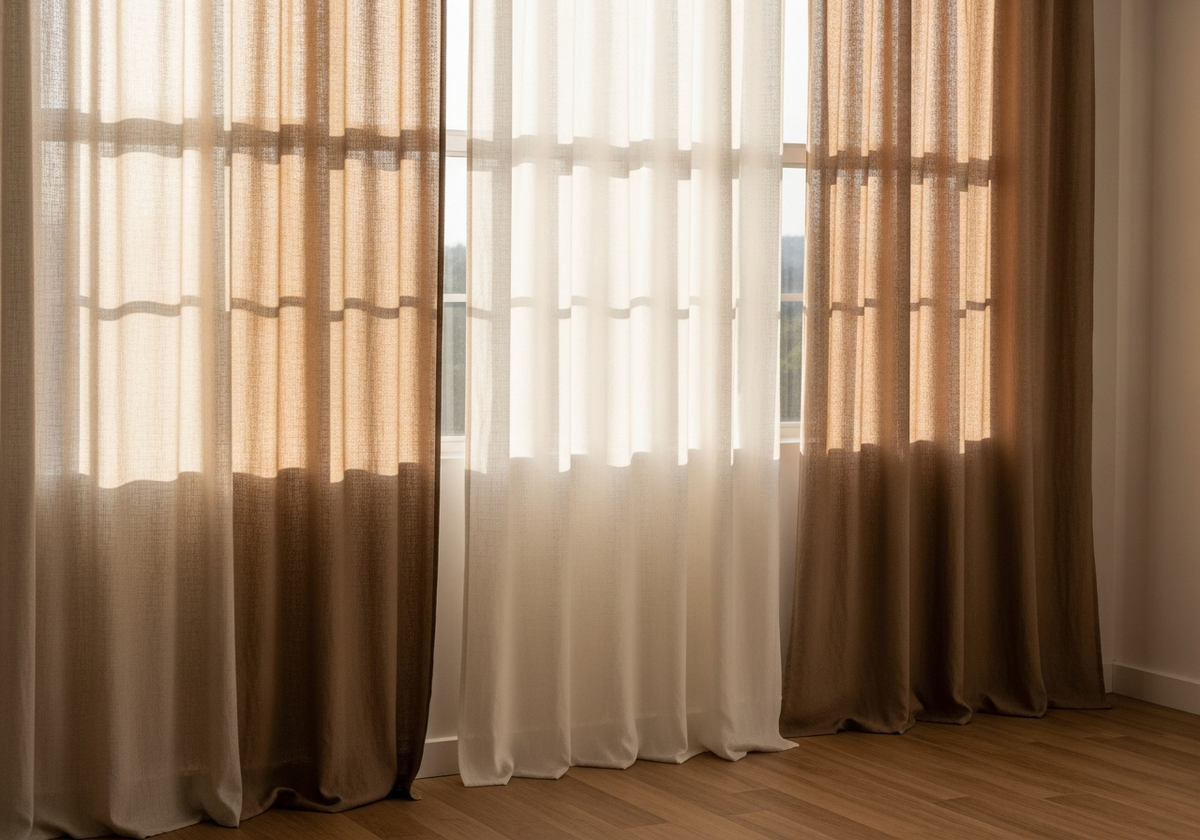 ZOQ Linen flax curtains diffusing warm light by a window