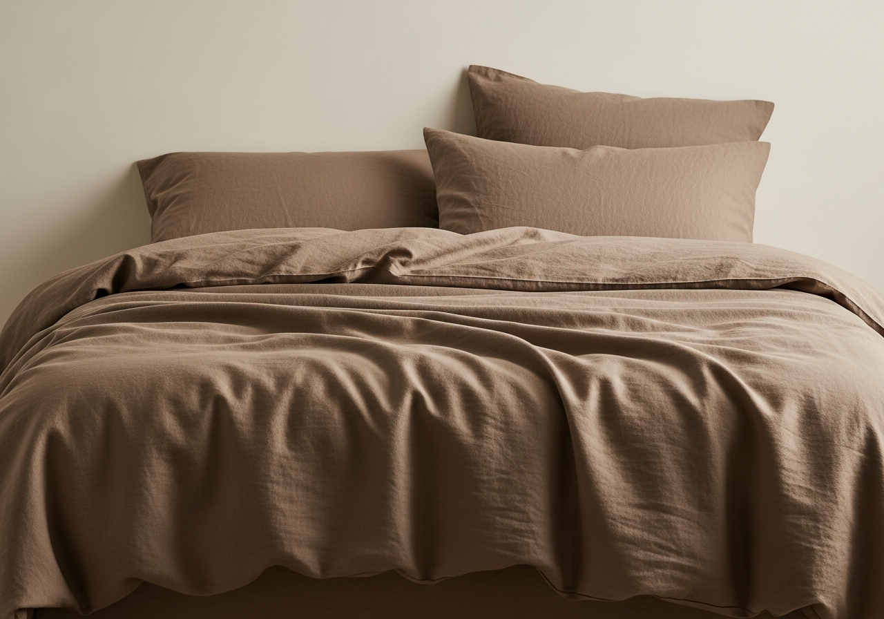 Warm taupe washed linen duvet cover set