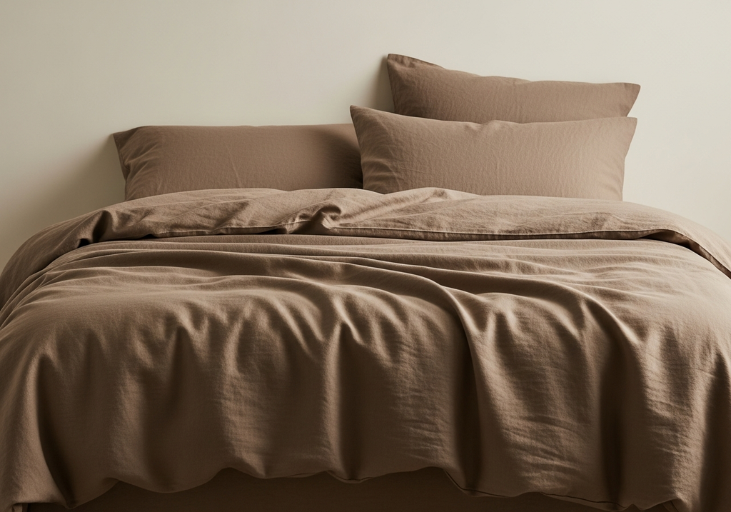 Warm taupe washed linen duvet cover set