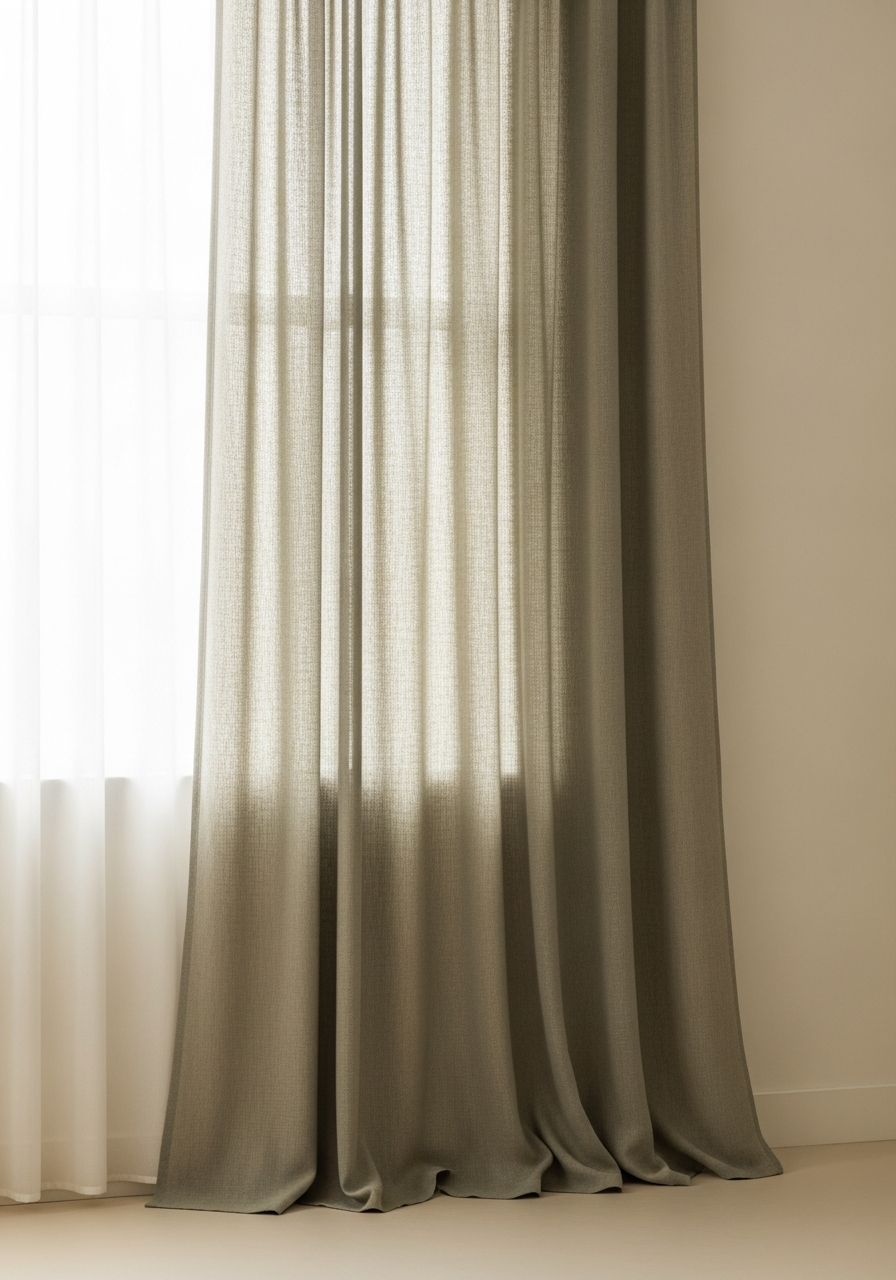 Soft sage relaxed linen curtain panel