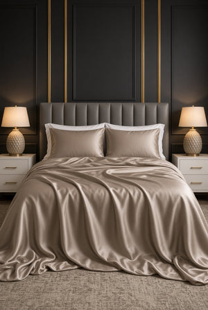 Mulberry Silk Bedsheet Set in Beige