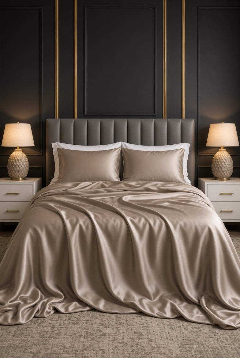 Mulberry Silk Duvet Set in Beige