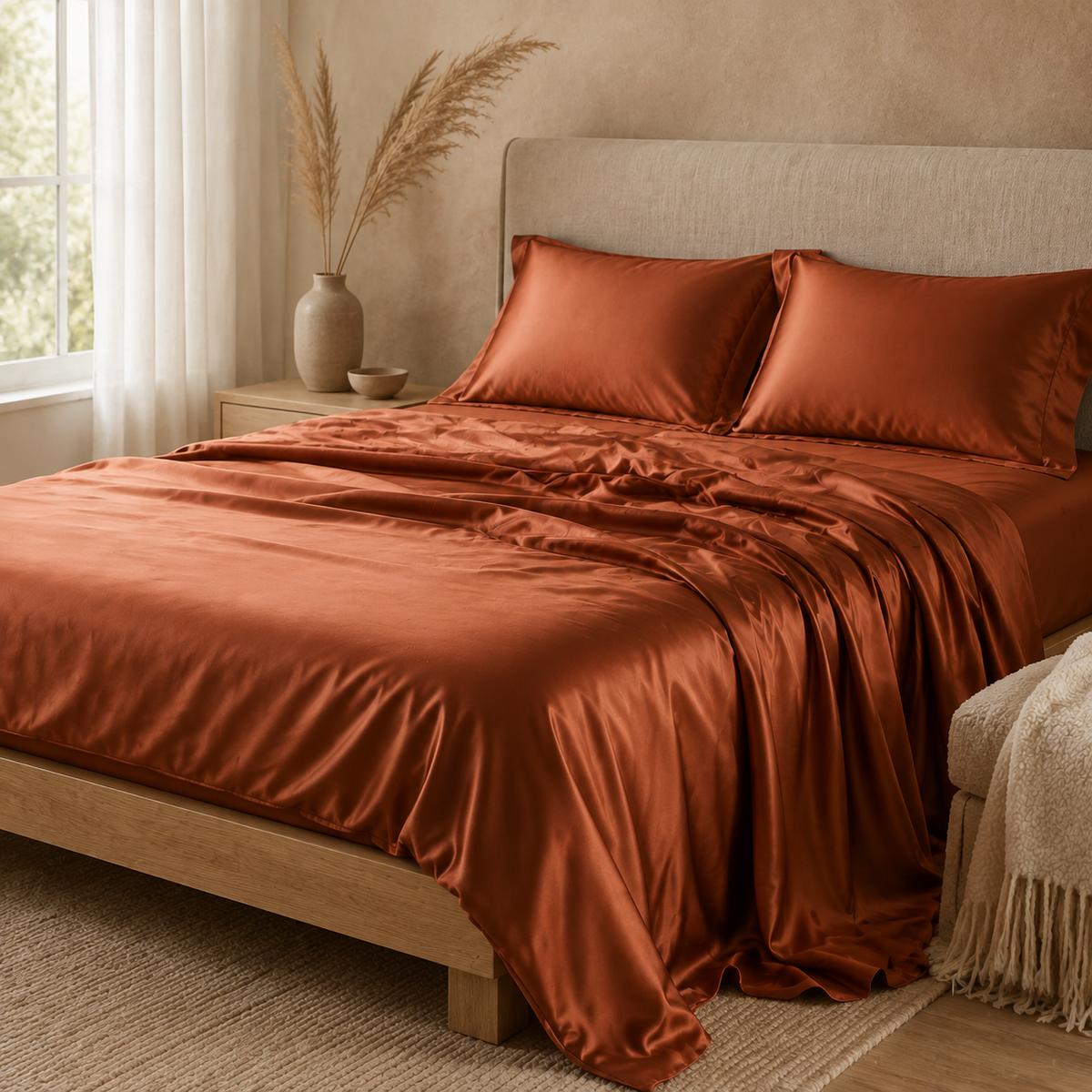 Cotton Satin Stripe Bedsheet — Choco Brown