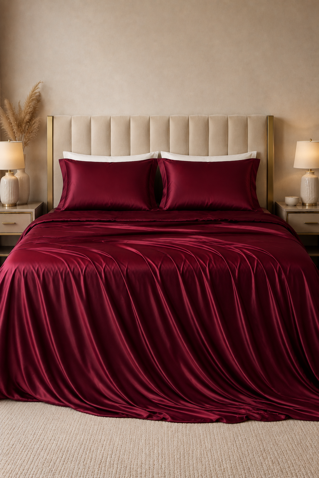 Cotton Satin Stripe Bedsheet — Mahroon