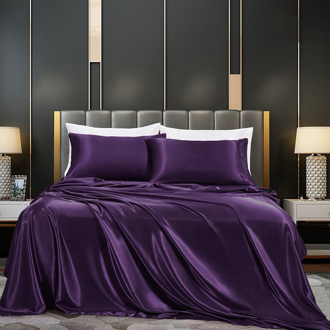 Cotton Satin Stripe Bedsheet - Indigo
