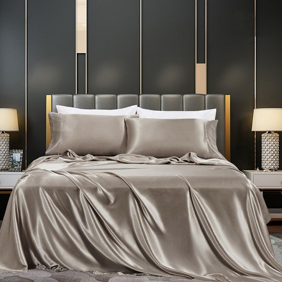Cotton Satin Stripe Bedsheet - Skin