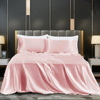 Cotton Satin Stripe Bedsheet - Baby Pink alt angle