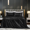 Cotton Satin Stripe Bedsheet - Charcoal Black