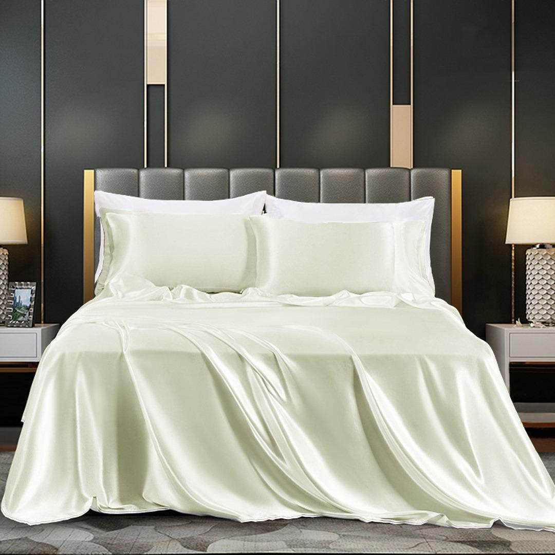 Cotton Satin Stripe Bedsheet - White