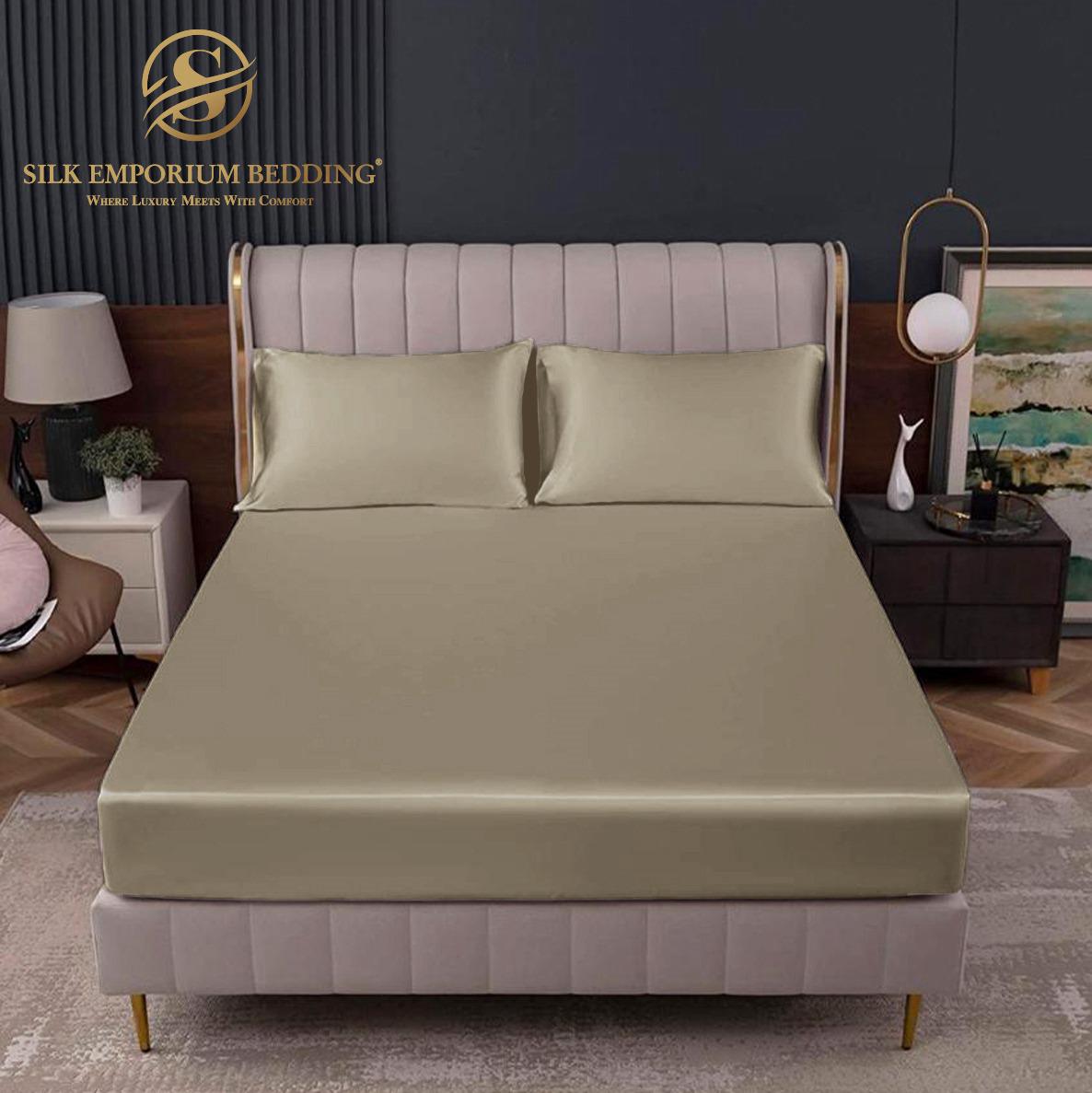 Cotton Satin Stripe Fitted Sheet - Skin