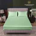 Cotton Satin Stripe Fitted Sheet - Mint