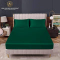 Cotton Satin Stripe Fitted Sheet - Forest Green