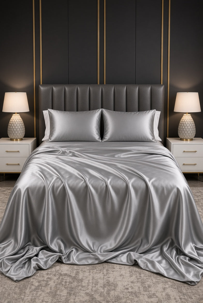Mulberry Silk Duvet Set in Silver