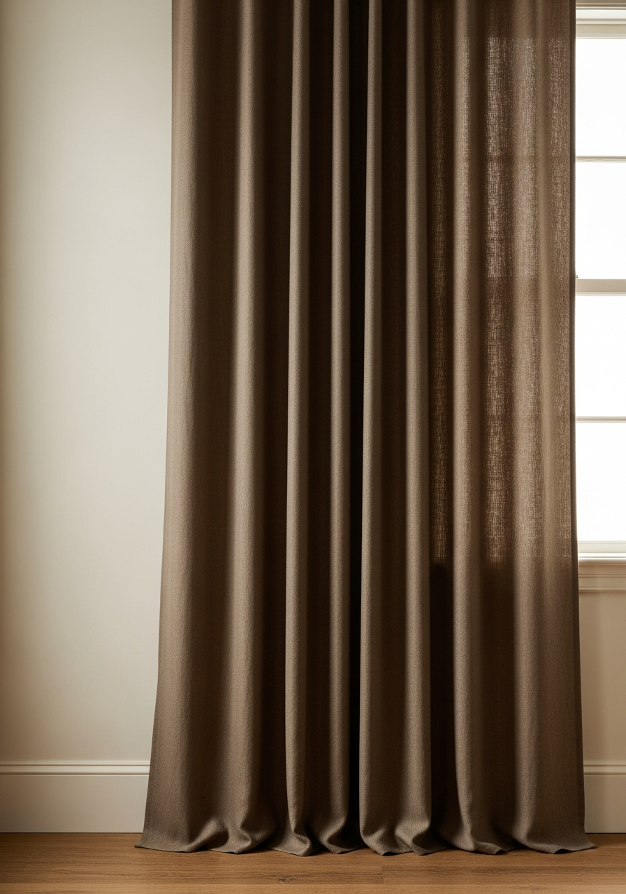 Mushroom taupe blackout-lined linen curtain