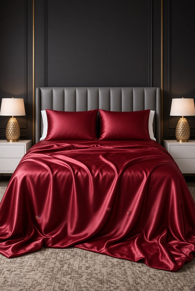 Mulberry Silk Duvet Set in Maroon