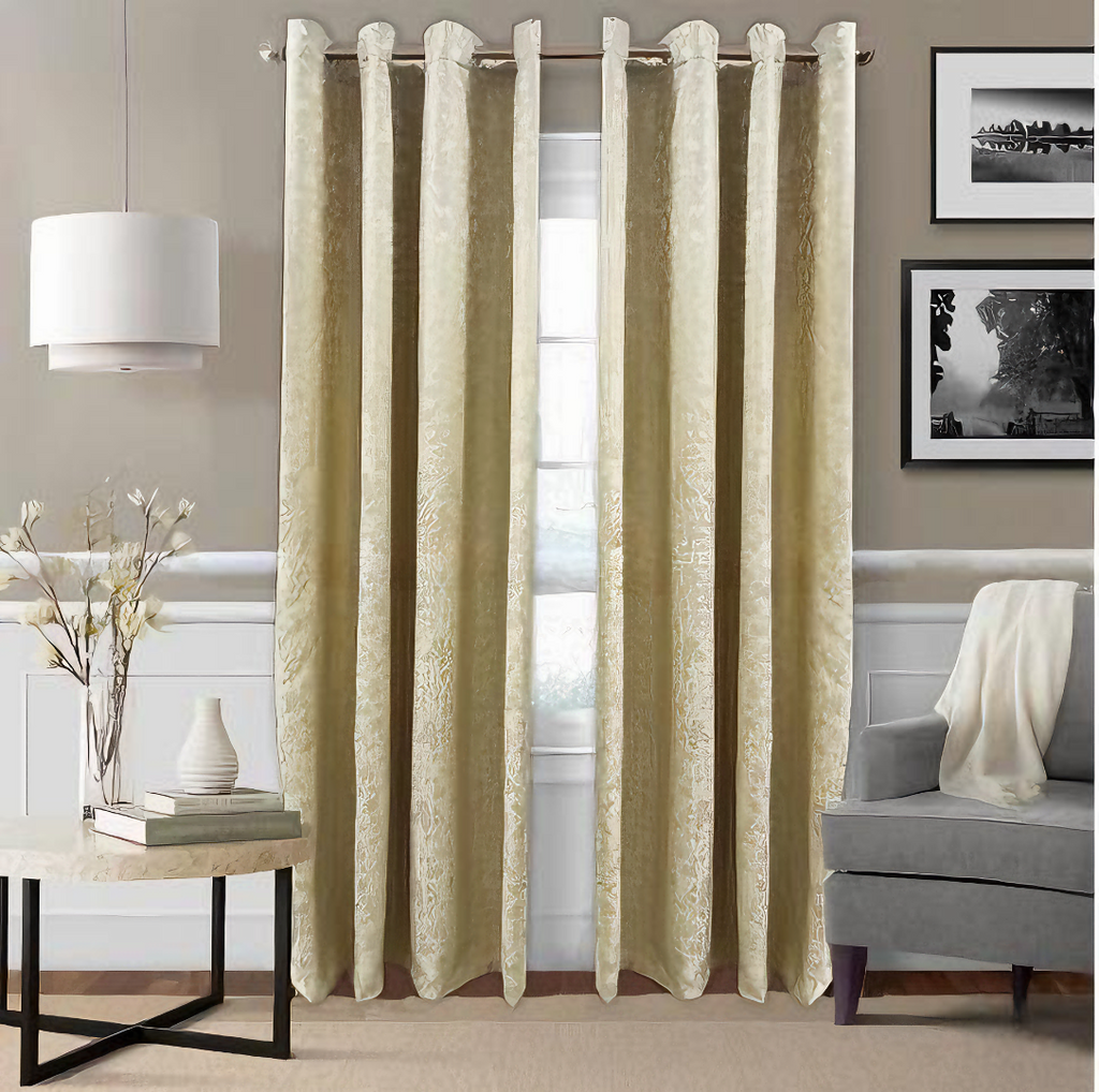 ZOQ Linen Jacquard Curtain Cream Gold fabric texture