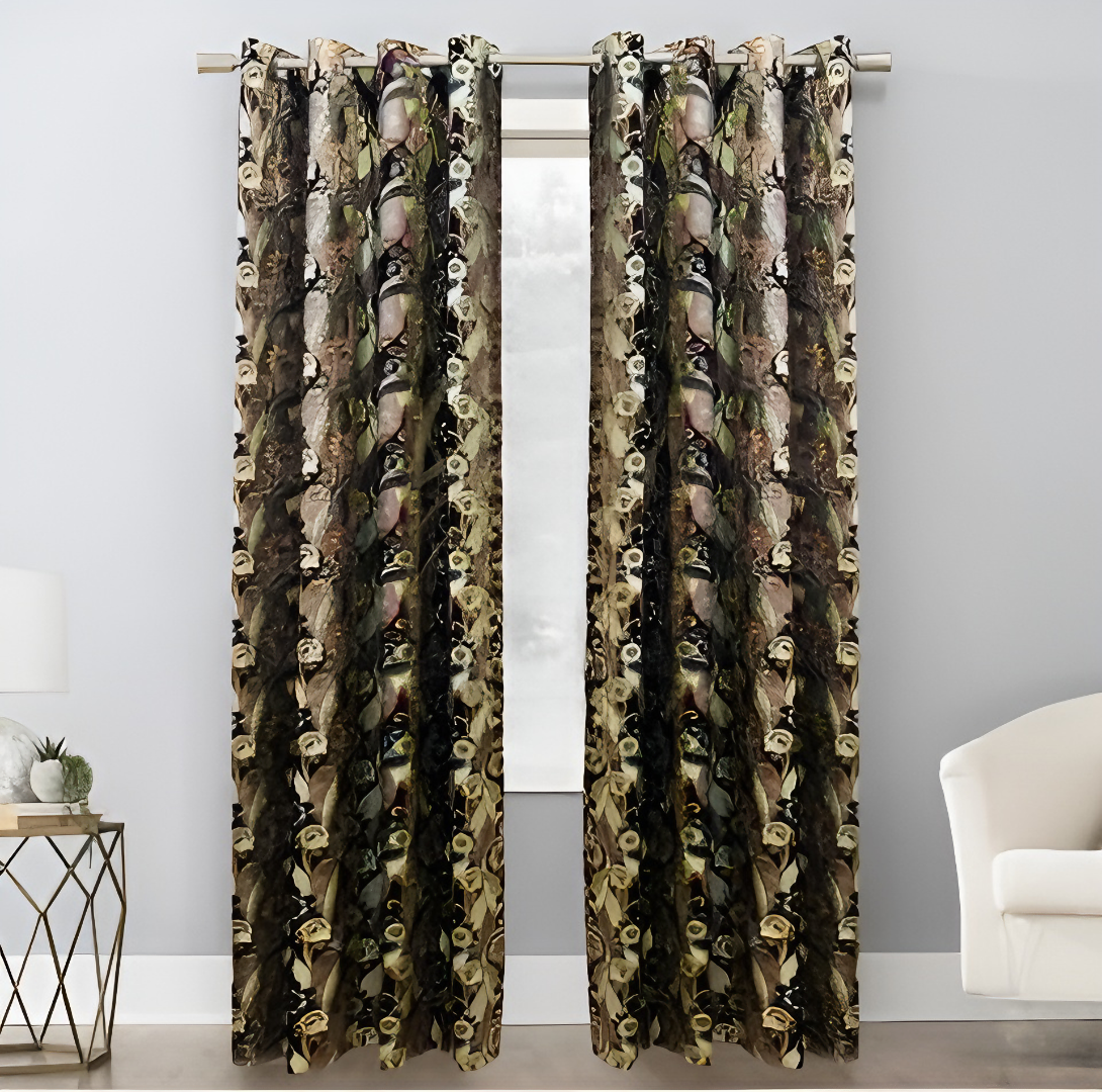 ZOQ Linen Printed Velvet Curtain Mauve Paisley Floral