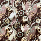 ZOQ Linen Printed Velvet Curtain Mauve Paisley Floral fabric texture