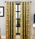 ZOQ Linen Printed Velvet Curtain Golden Damask Leaf