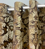 ZOQ Linen Printed Velvet Curtain Golden Damask Leaf fabric texture