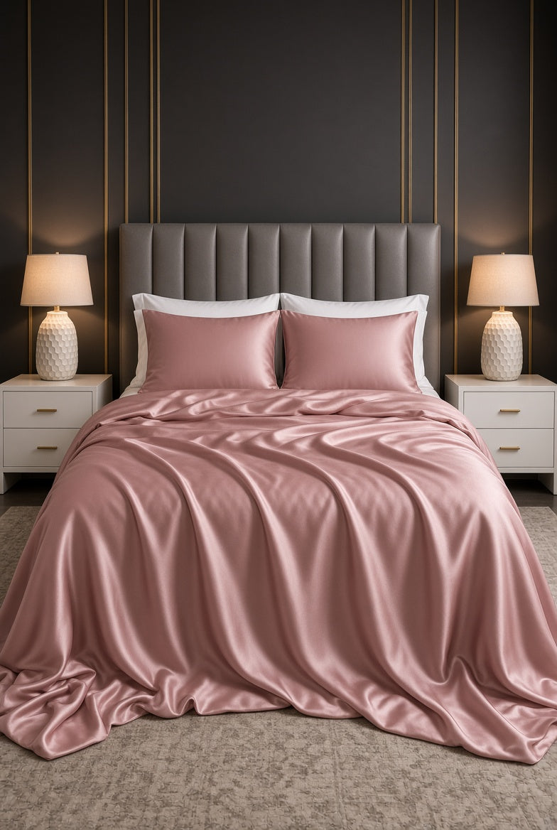 Mulberry Silk Duvet Set in Onion Pink