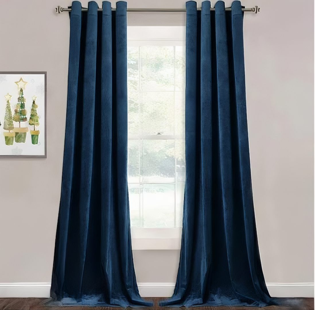 ZOQ Linen Velvet Curtain Navy Blue