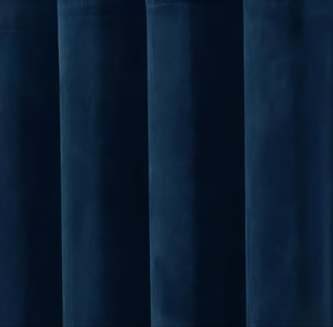 ZOQ Linen Velvet Curtain Navy Blue fabric texture