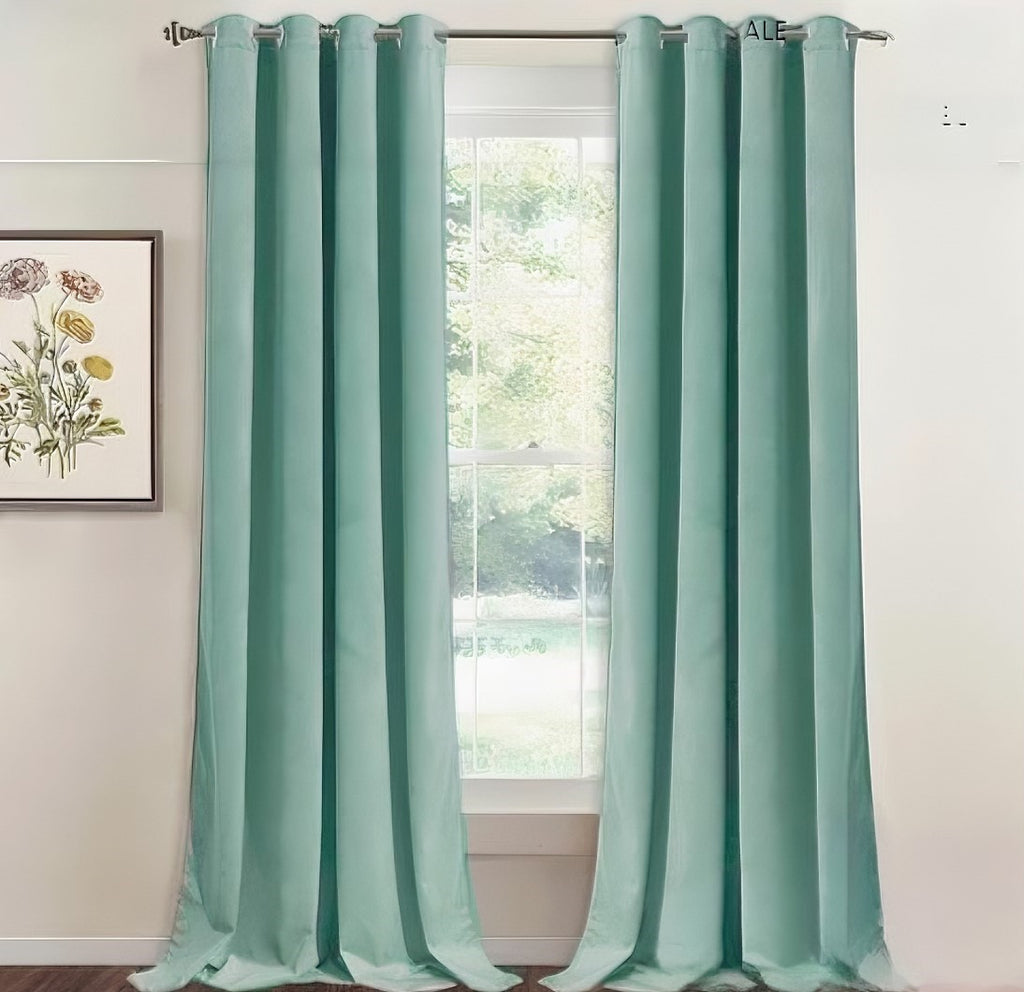ZOQ Linen Velvet Curtain Seafoam Teal