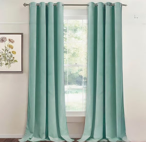 ZOQ Linen Velvet Curtain Seafoam Teal