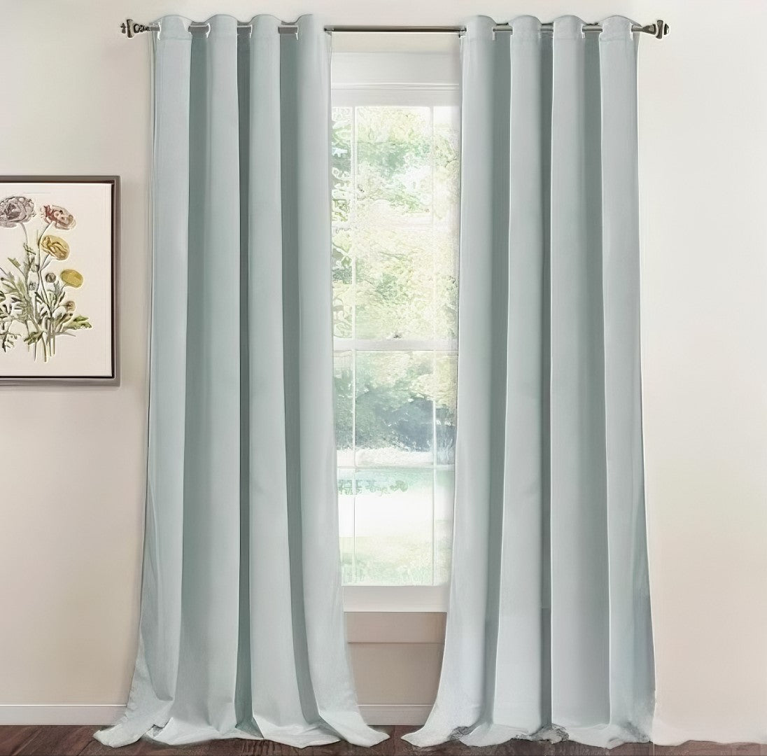 ZOQ Linen Velvet Curtain Powder Blue
