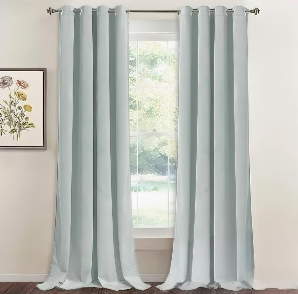 ZOQ Linen Velvet Curtain Powder Blue