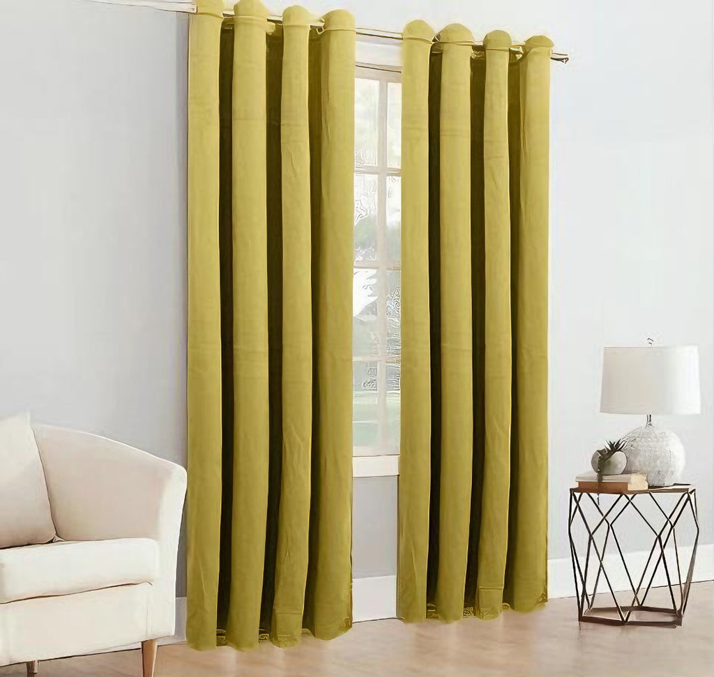 ZOQ Linen Velvet Curtain Mustard Olive