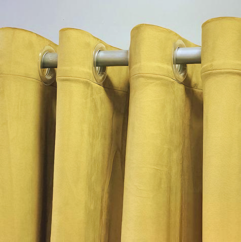 ZOQ Linen Velvet Curtain Mustard Olive fabric texture