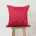 Diamond Quilted Velvet Cushion - Red Gold Dot