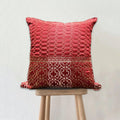 Medallion Embroidered Velvet Cushion - Red Border Design