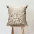 Ornate Floral Velvet Cushion - Taupe