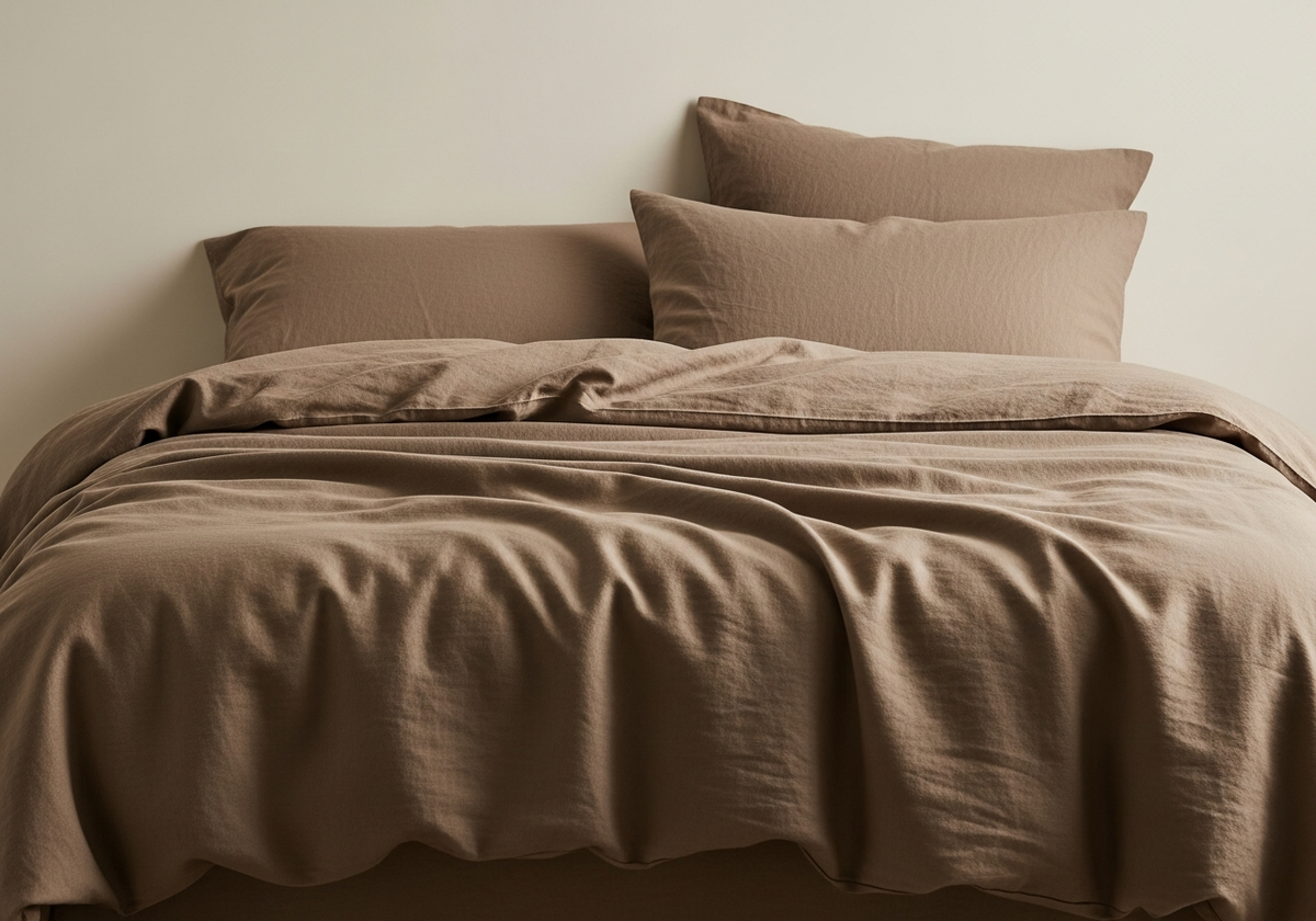French linen duvet cover set in warm taupe